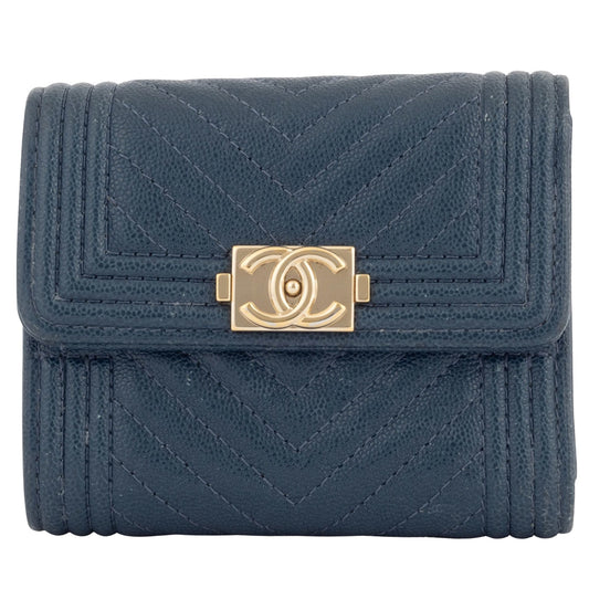 Chanel, Turquoise, Leather, wallet