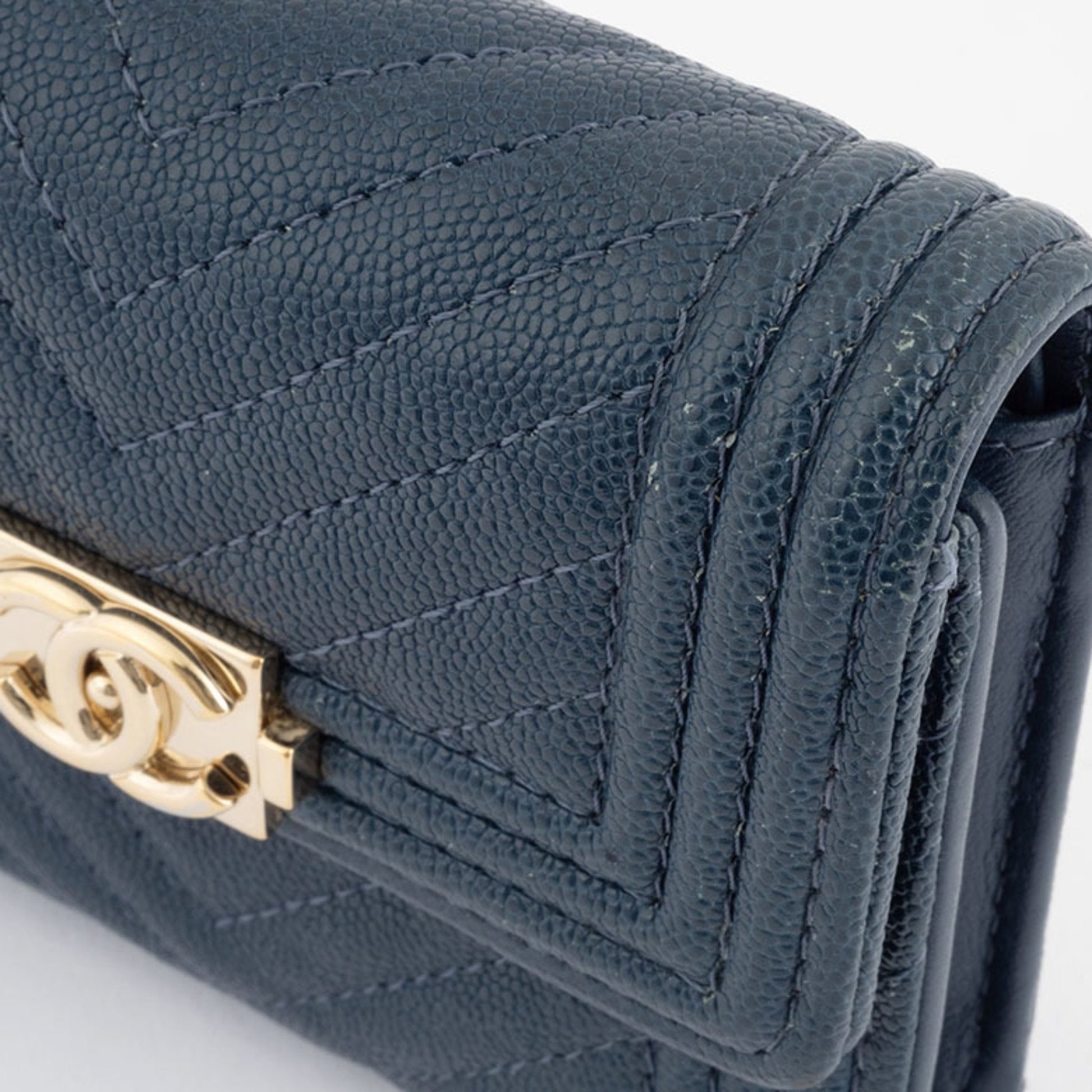 Chanel, Turquoise, Leather, wallet