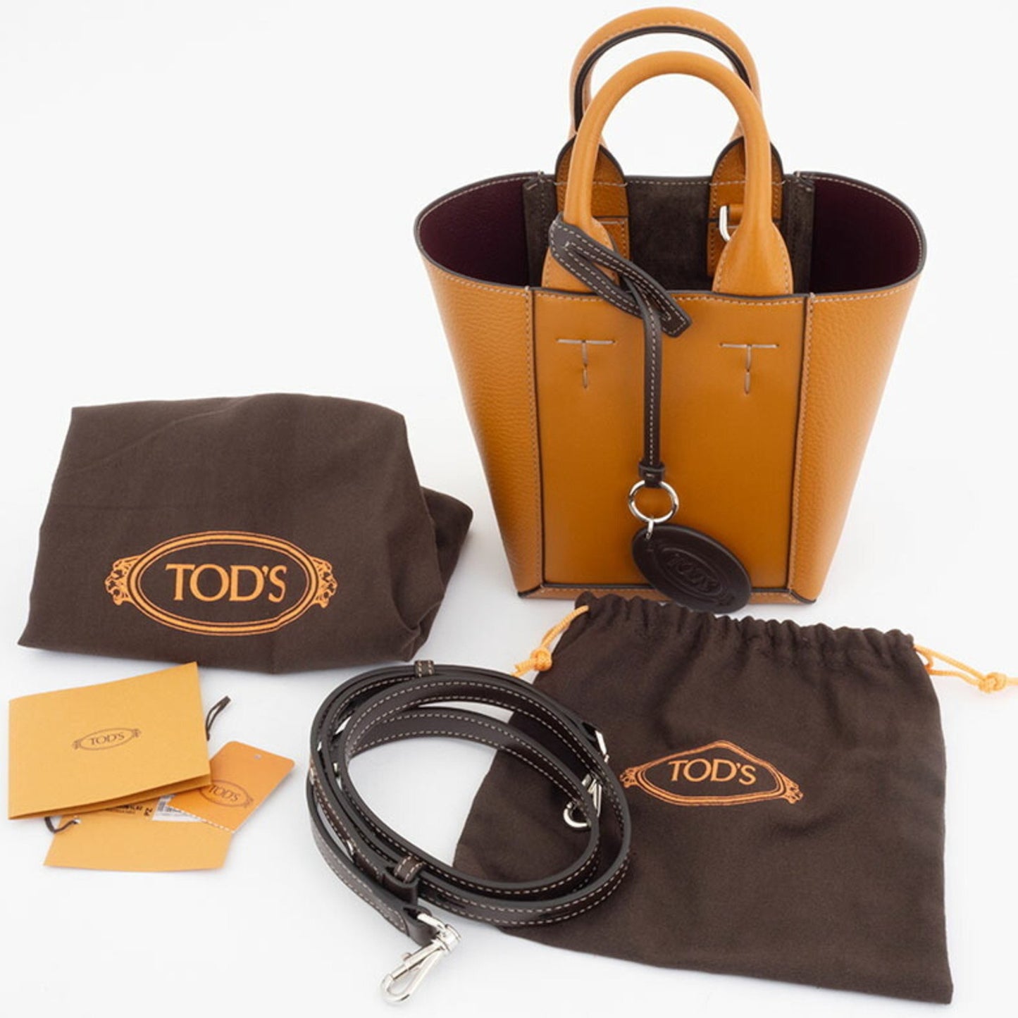 TOD'S, Orange, Leather, tote