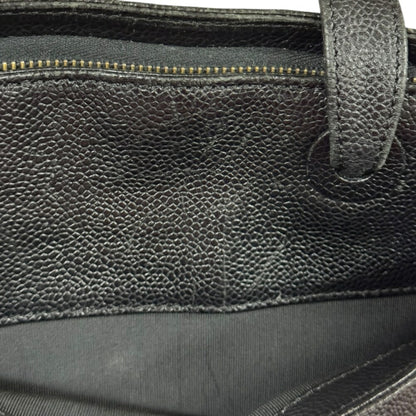 Chanel Petite Shopping Tote, Black, Leather, handbag