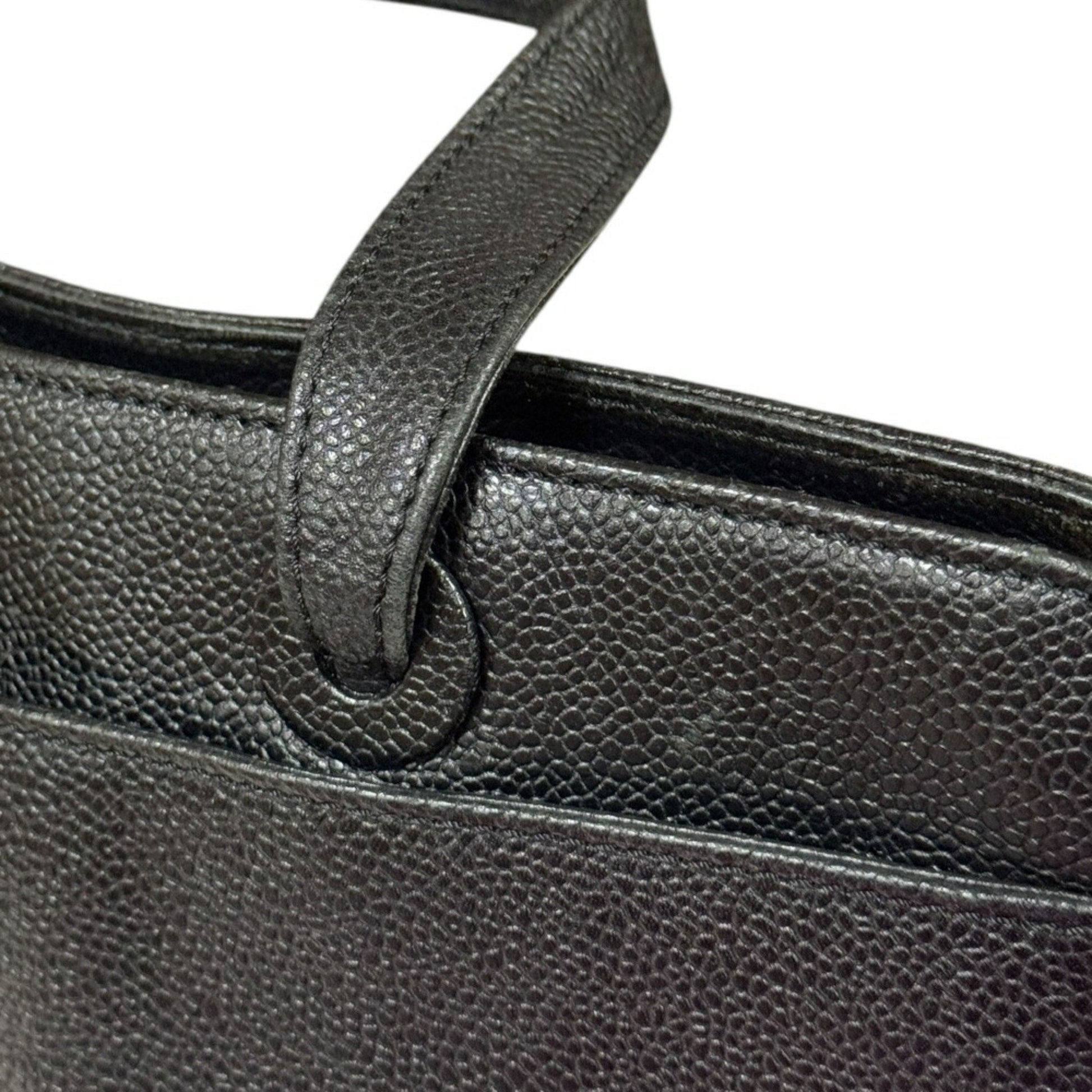 Chanel Petite Shopping Tote, Black, Leather, handbag