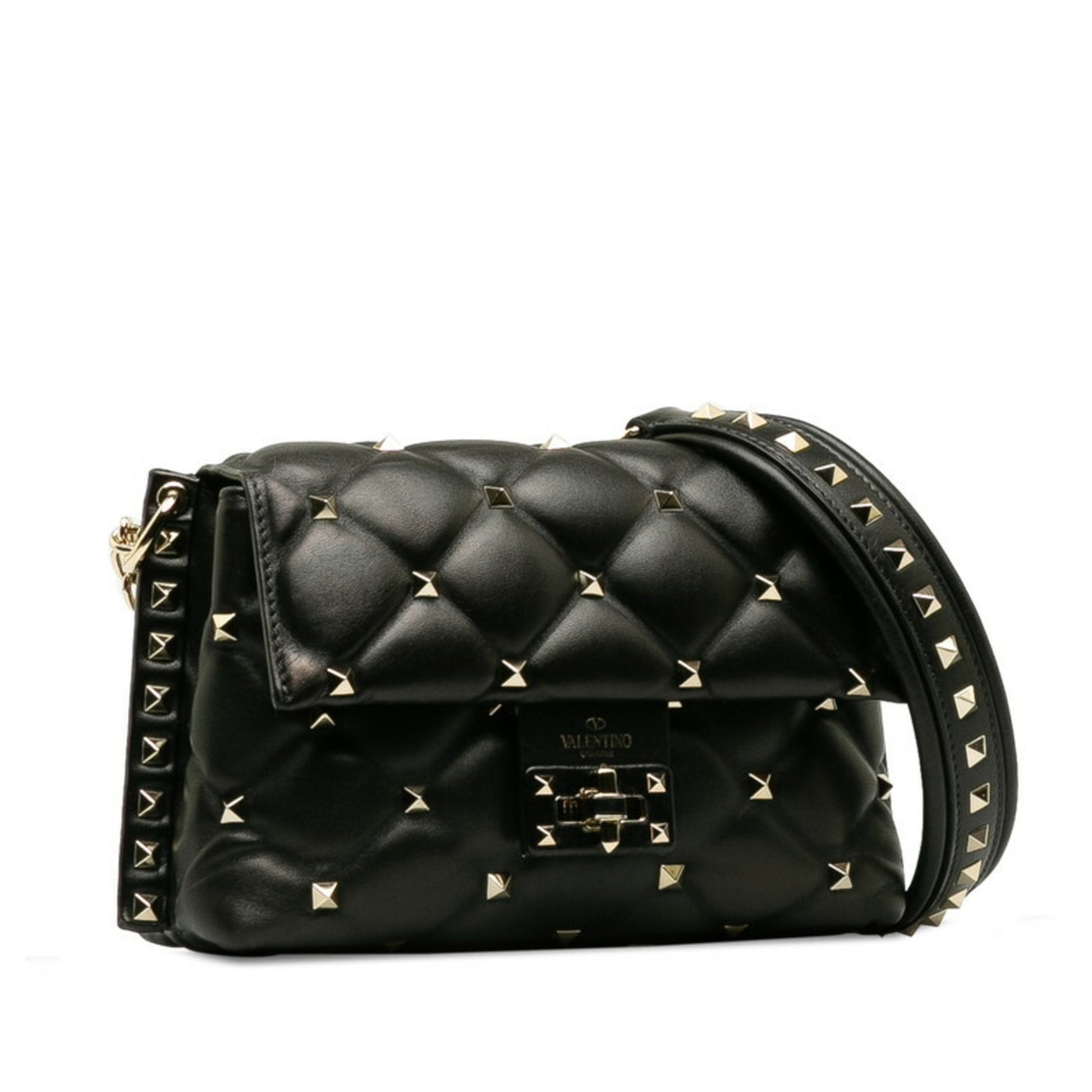 Valentino Garavani Candystud, Black, Leather, shoulder