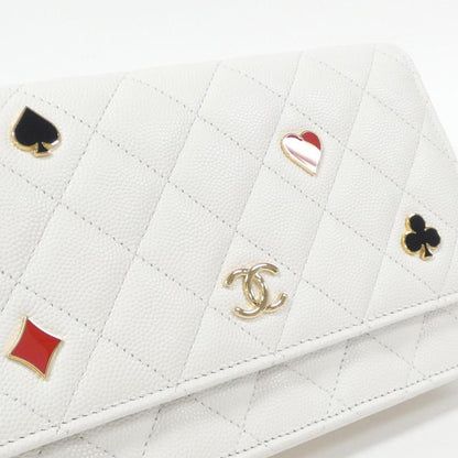 Chanel Wallet On Chain, White, Leather, wallet