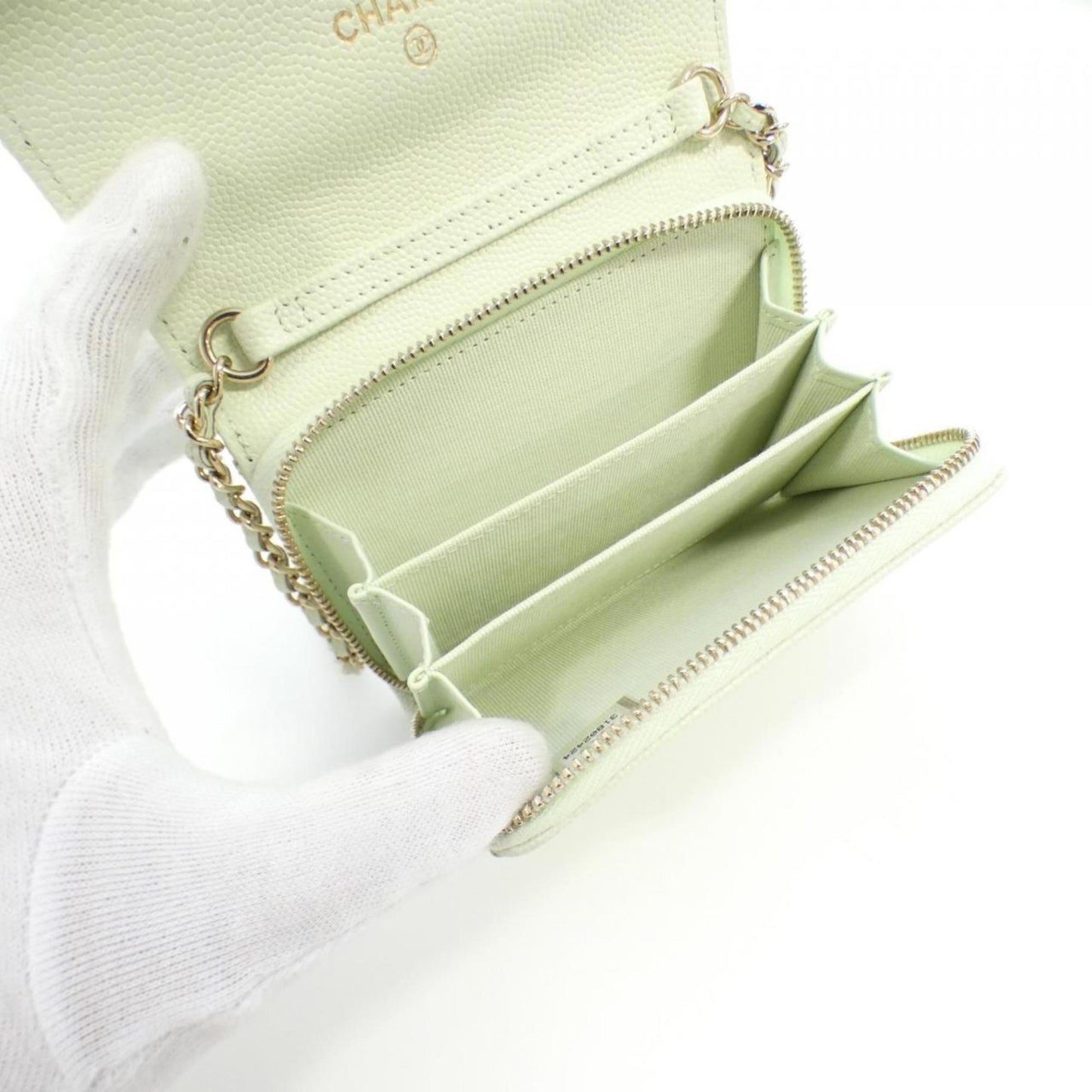 Chanel Timeless/classique, Green, Leather, clutch