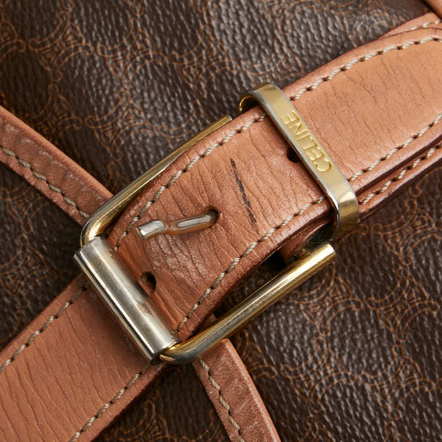 Céline Macadam, Brown, Canvas, shoulder