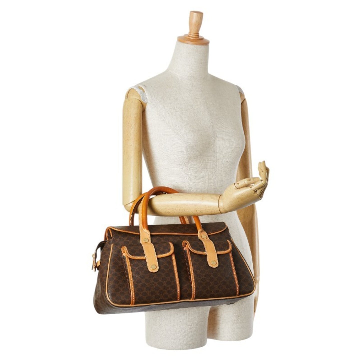 Céline Macadam, Brown, Canvas, handbag