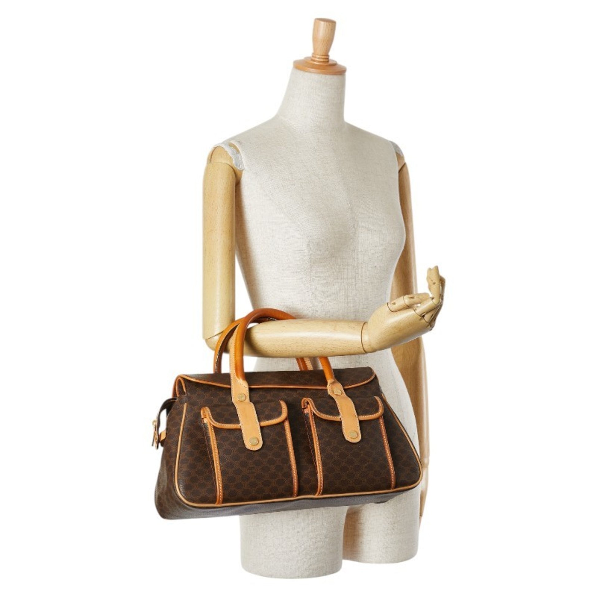 Céline Macadam, Brown, Canvas, handbag