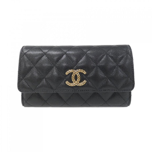 Chanel, Black, Leather, wallet