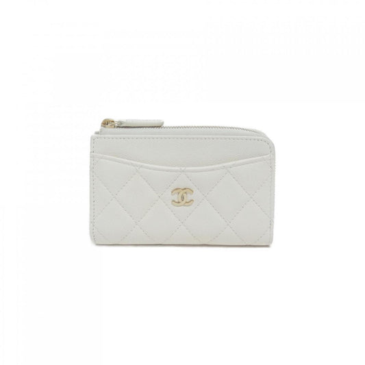 Chanel Porte carte, White, Leather, wallet