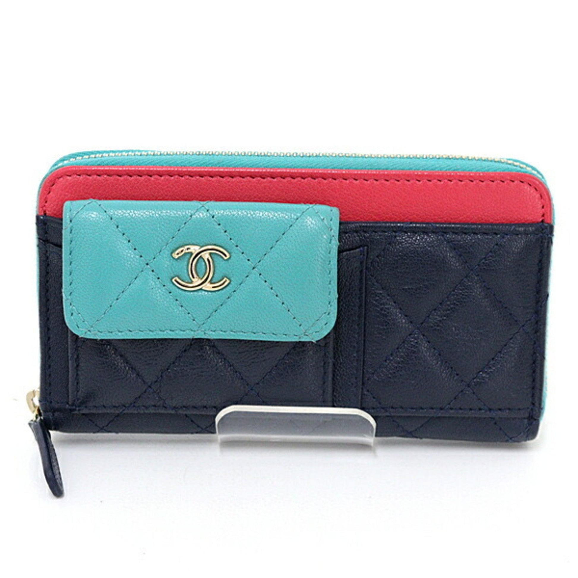 Chanel, Navy, Leather, wallet