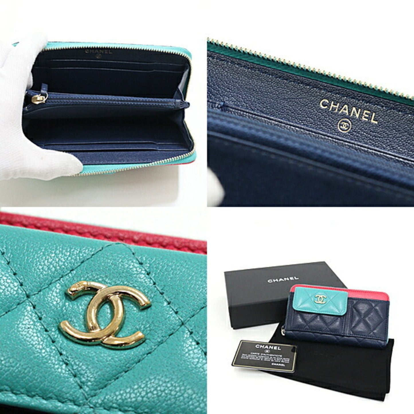 Chanel, Navy, Leather, wallet