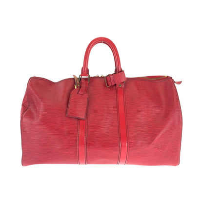 Louis Vuitton Keepall 45, Red, Leather, travel