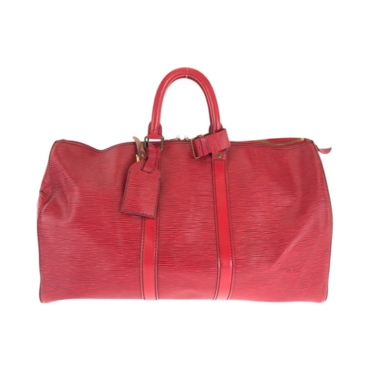 Louis Vuitton Keepall 45, Red, Leather, travel