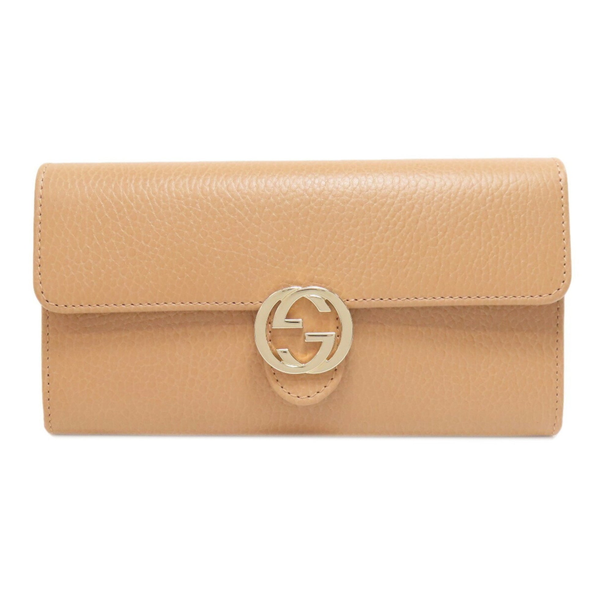 Gucci Interlocking G, Beige, Leather, wallet