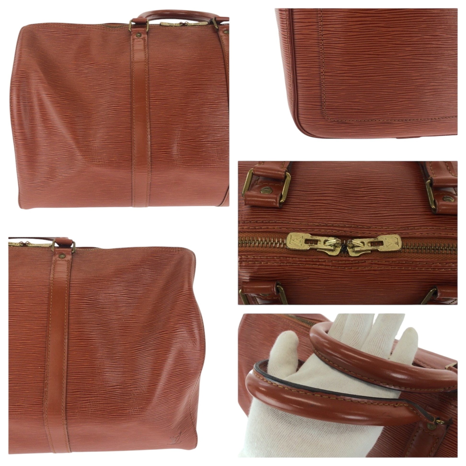 Louis Vuitton Keepall 50, Brown, Leather, handbag