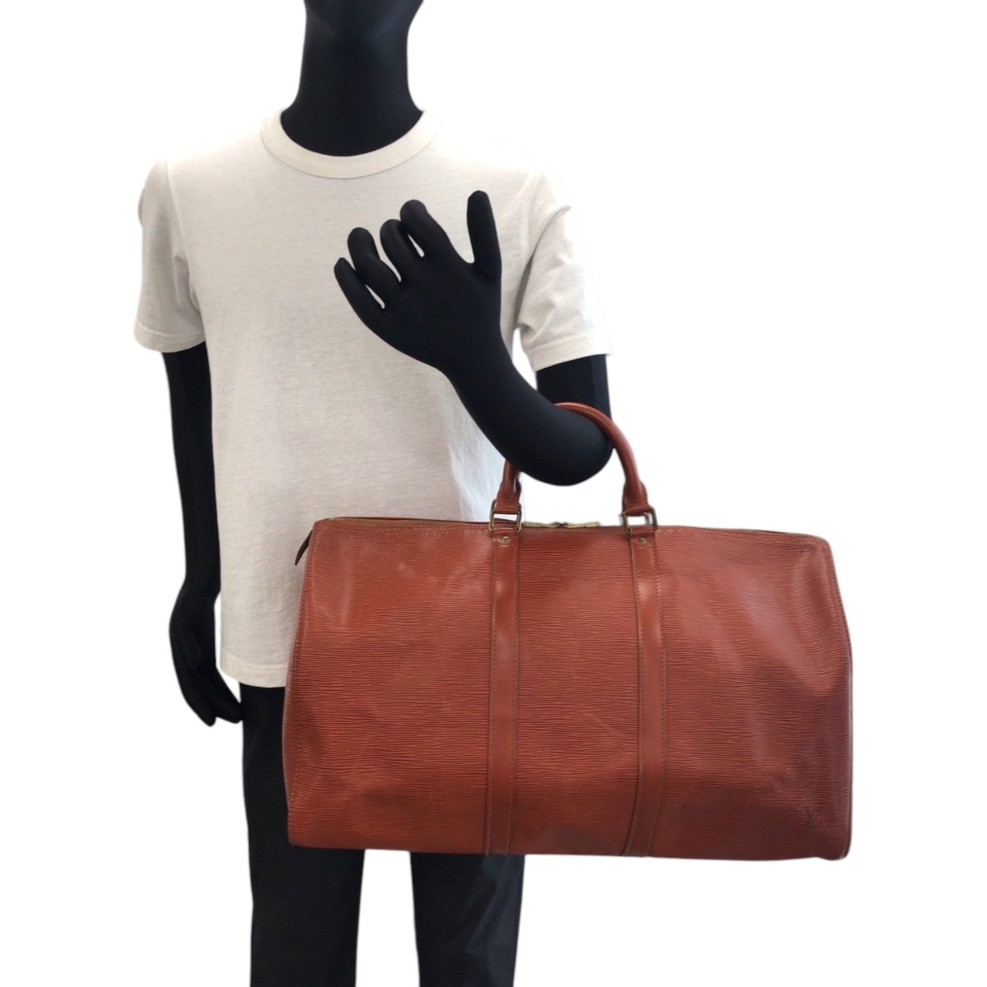 Louis Vuitton Keepall 50, Brown, Leather, handbag
