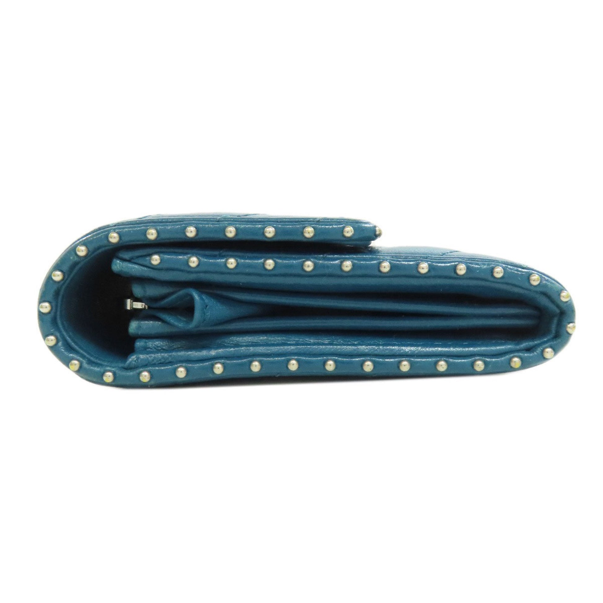 Chanel V-Stich, Blue, Leather, wallet