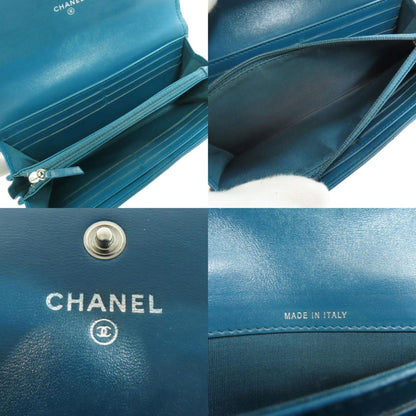 Chanel V-Stich, Blue, Leather, wallet