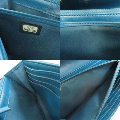 Chanel V-Stich, Blue, Leather, wallet