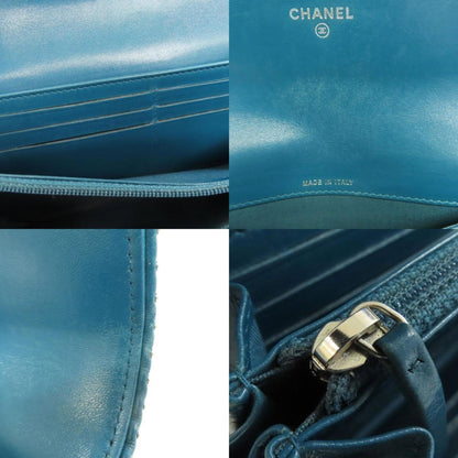 Chanel V-Stich, Blue, Leather, wallet