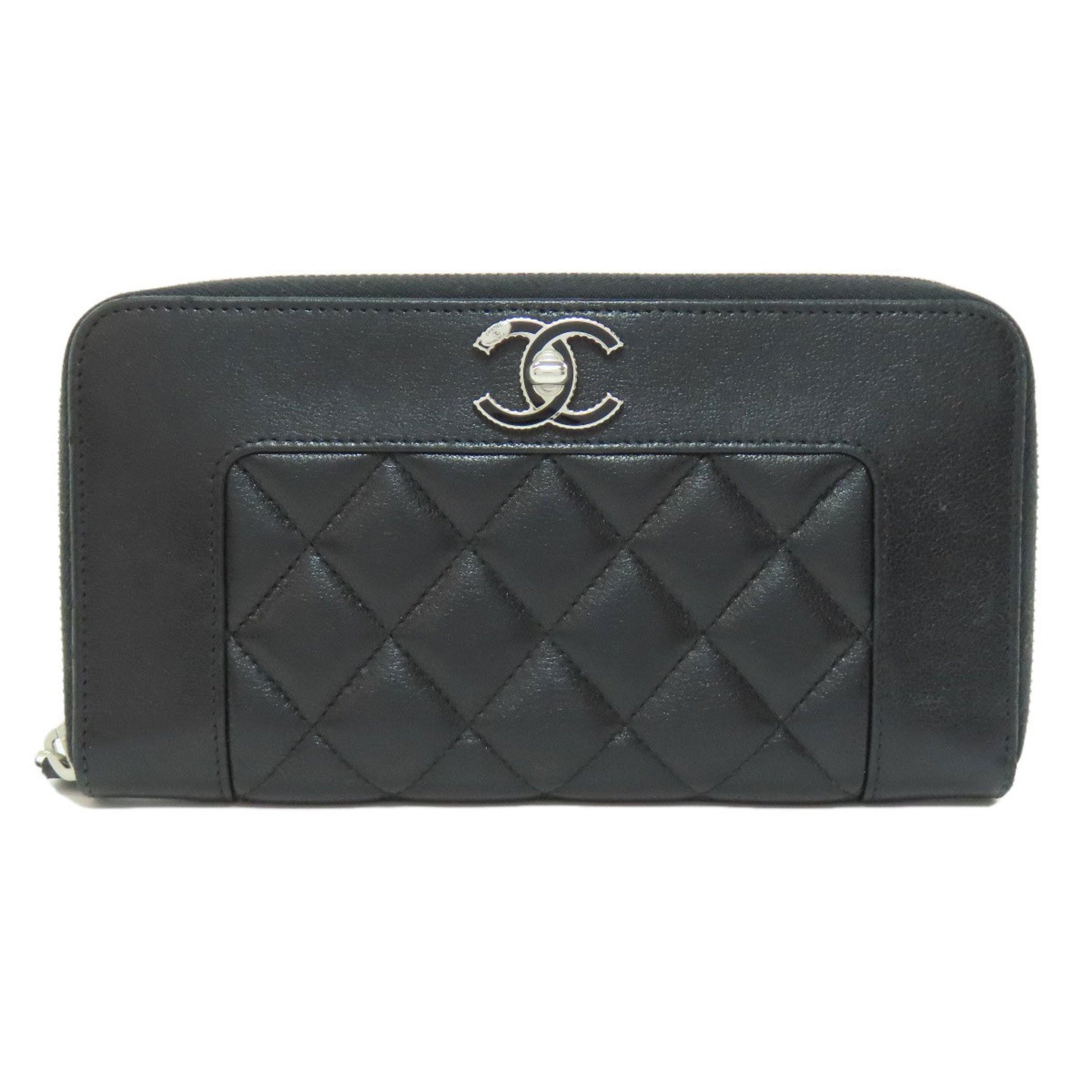 Chanel Mademoiselle, Black, Leather, wallet