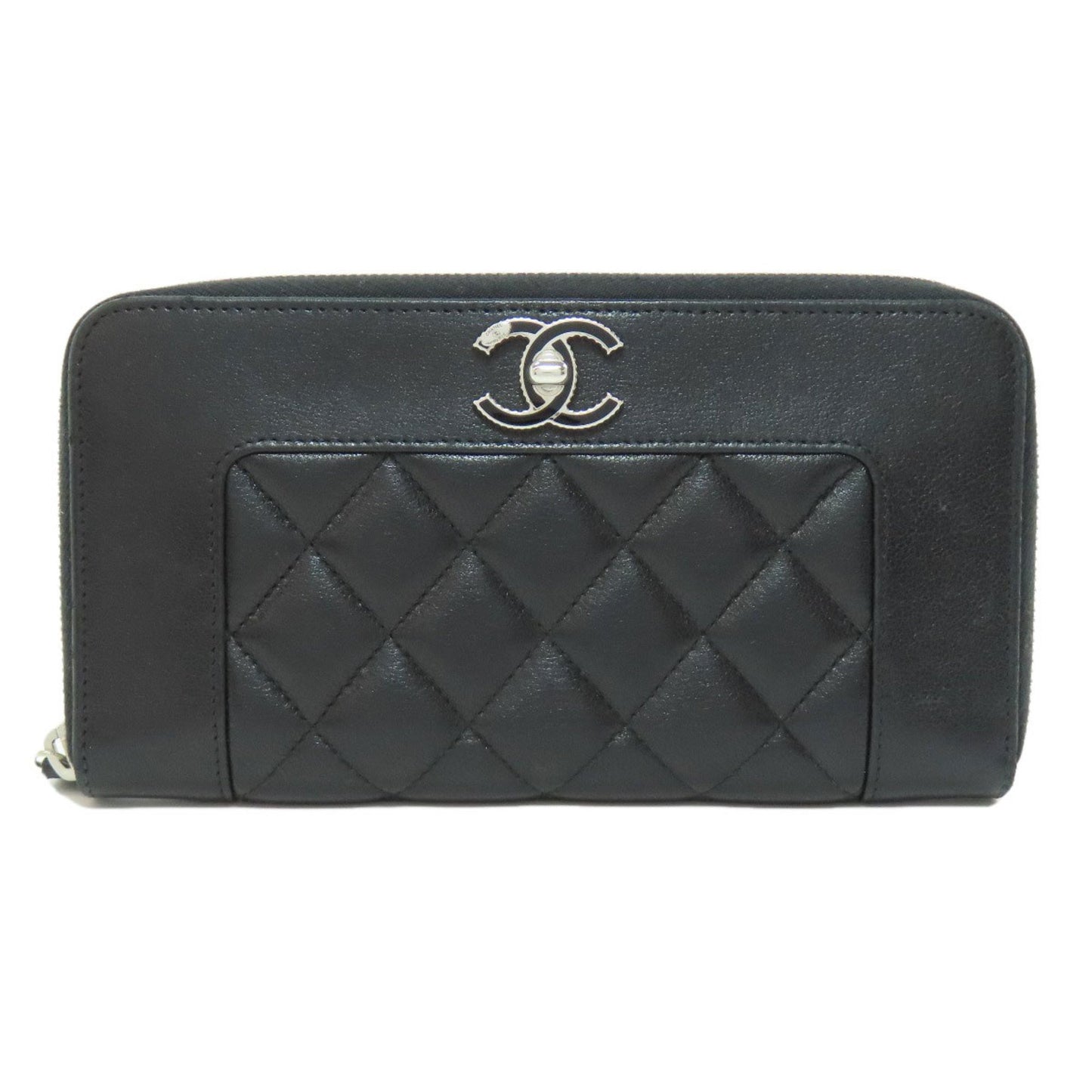 Chanel Mademoiselle, Black, Leather, wallet