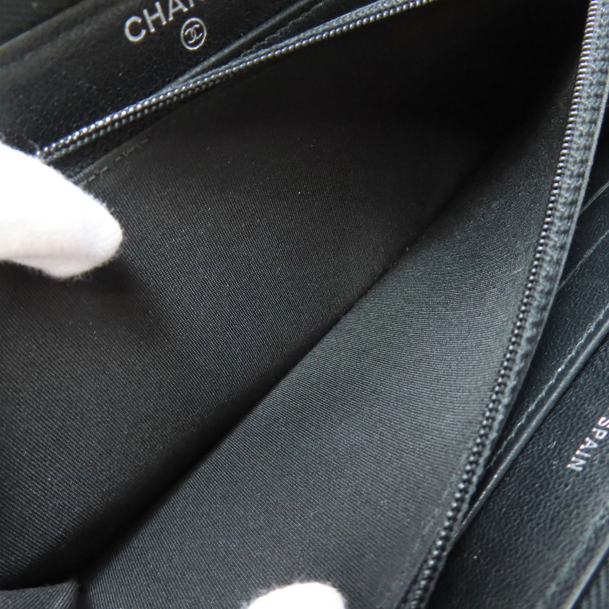 Chanel Mademoiselle, Black, Leather, wallet