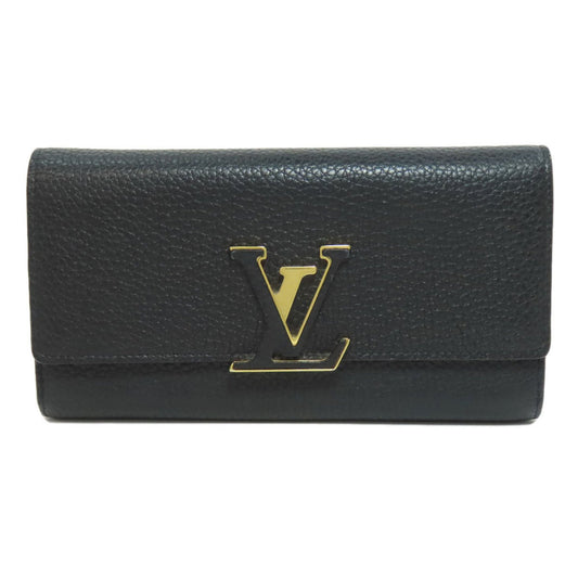 Louis Vuitton Capucines, Black, Leather, wallet