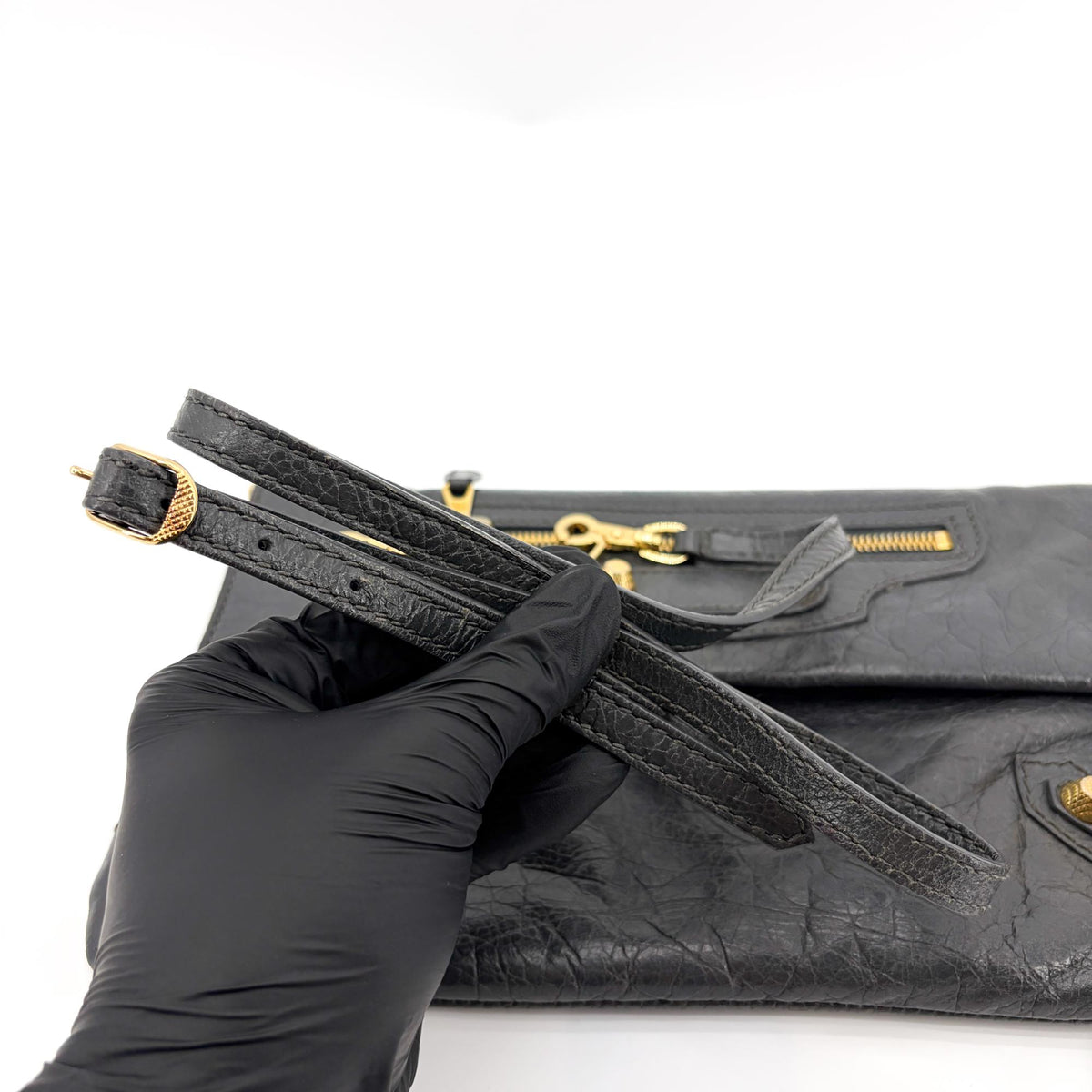 Balenciaga Giant Studs Envelope Clutch Leather, Black, Leather, Clutch