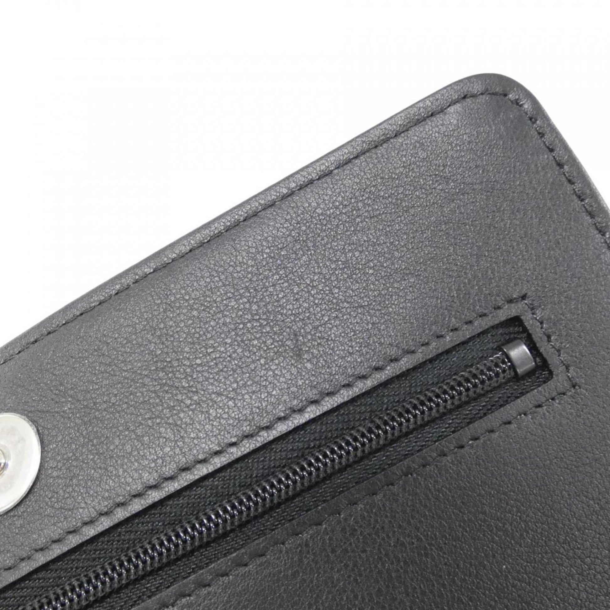 Chanel Wallet On Chain, Black, Leather, wallet