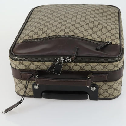 Gucci Web Trolley Rolling Luggage GG Coated Canvas, Beige, PVC, Travel Bag