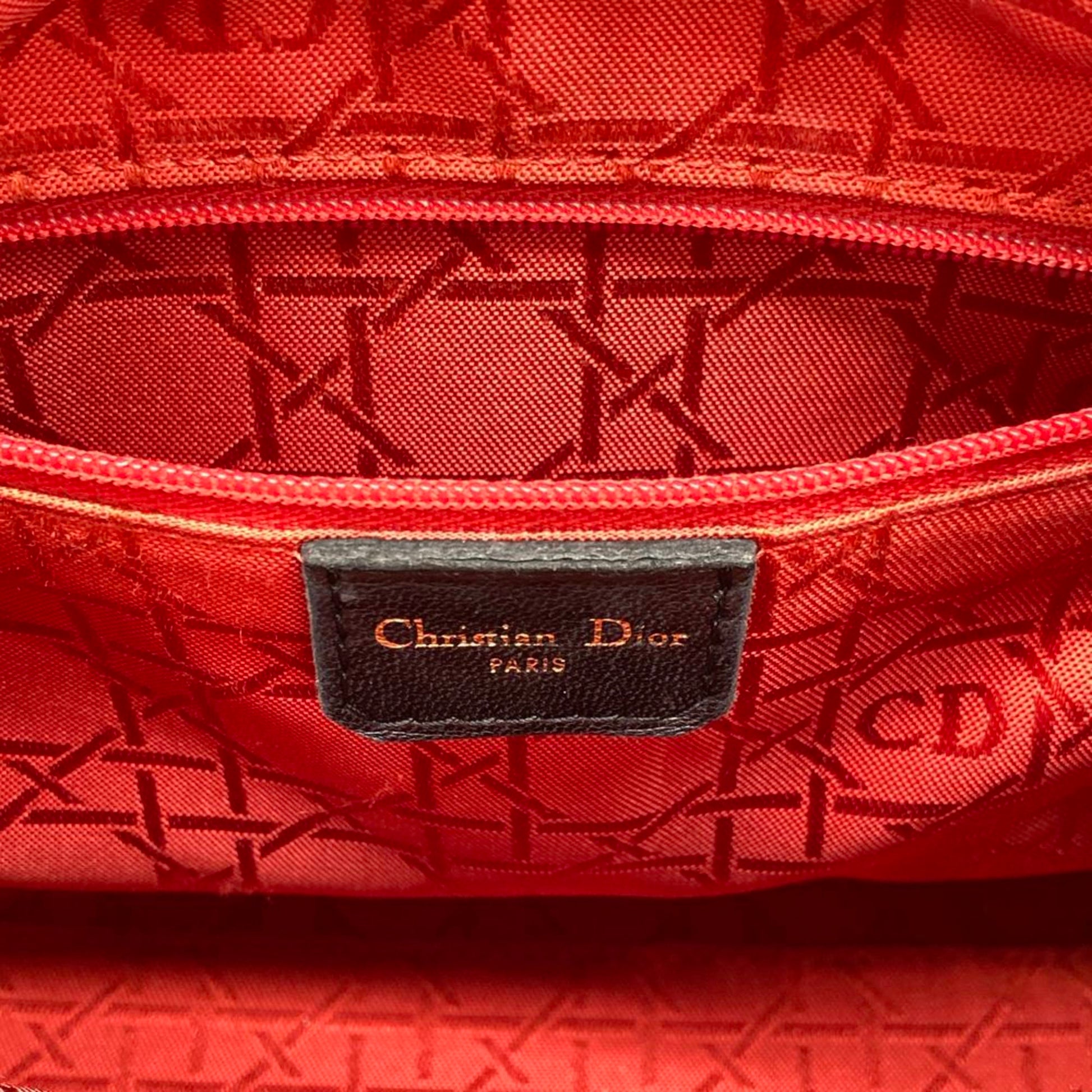 Dior Lady Dior, Black, Leather, handbag