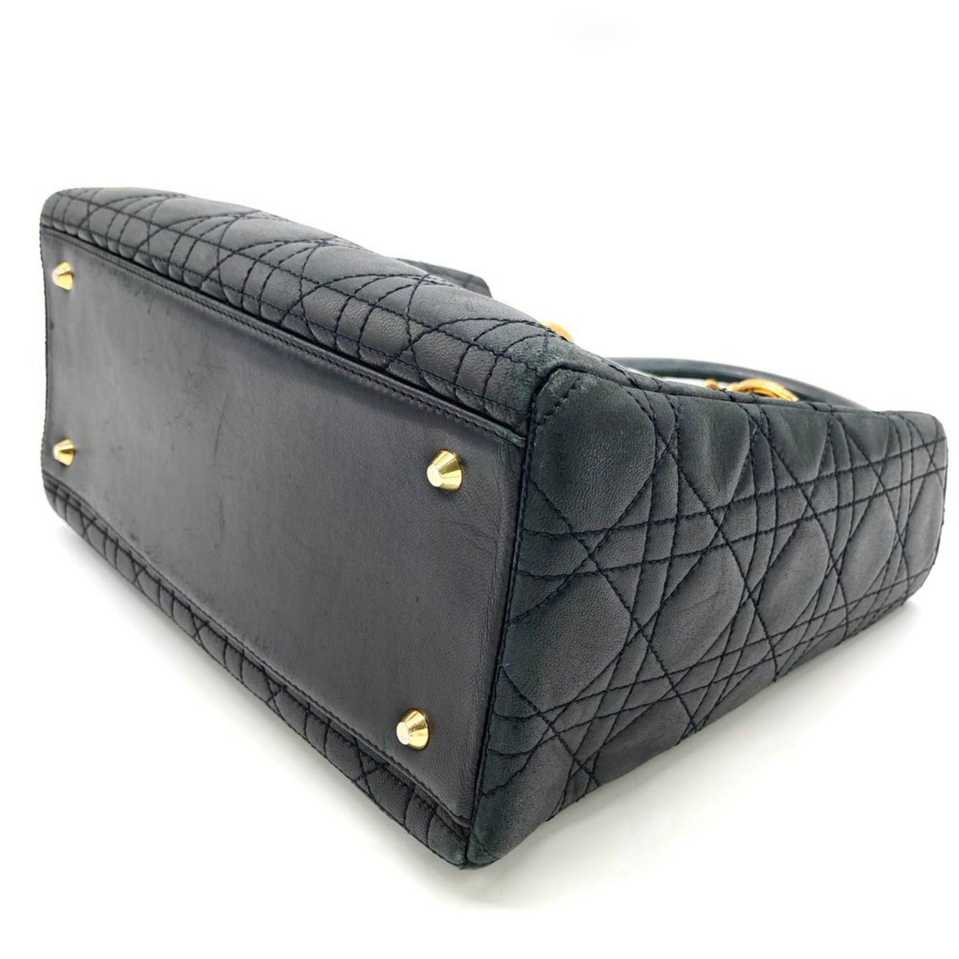 Dior Lady Dior, Black, Leather, handbag