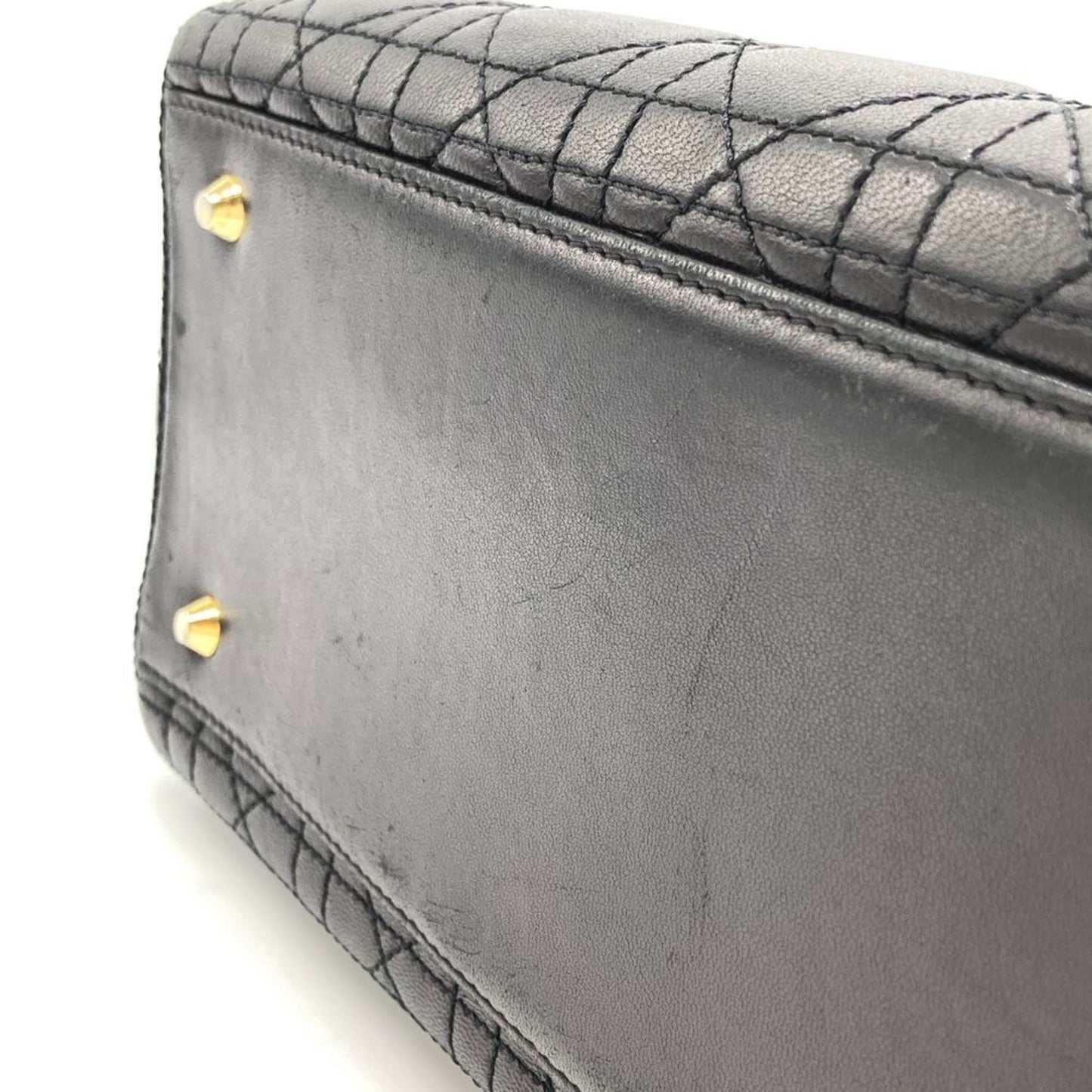 Dior Lady Dior, Black, Leather, handbag