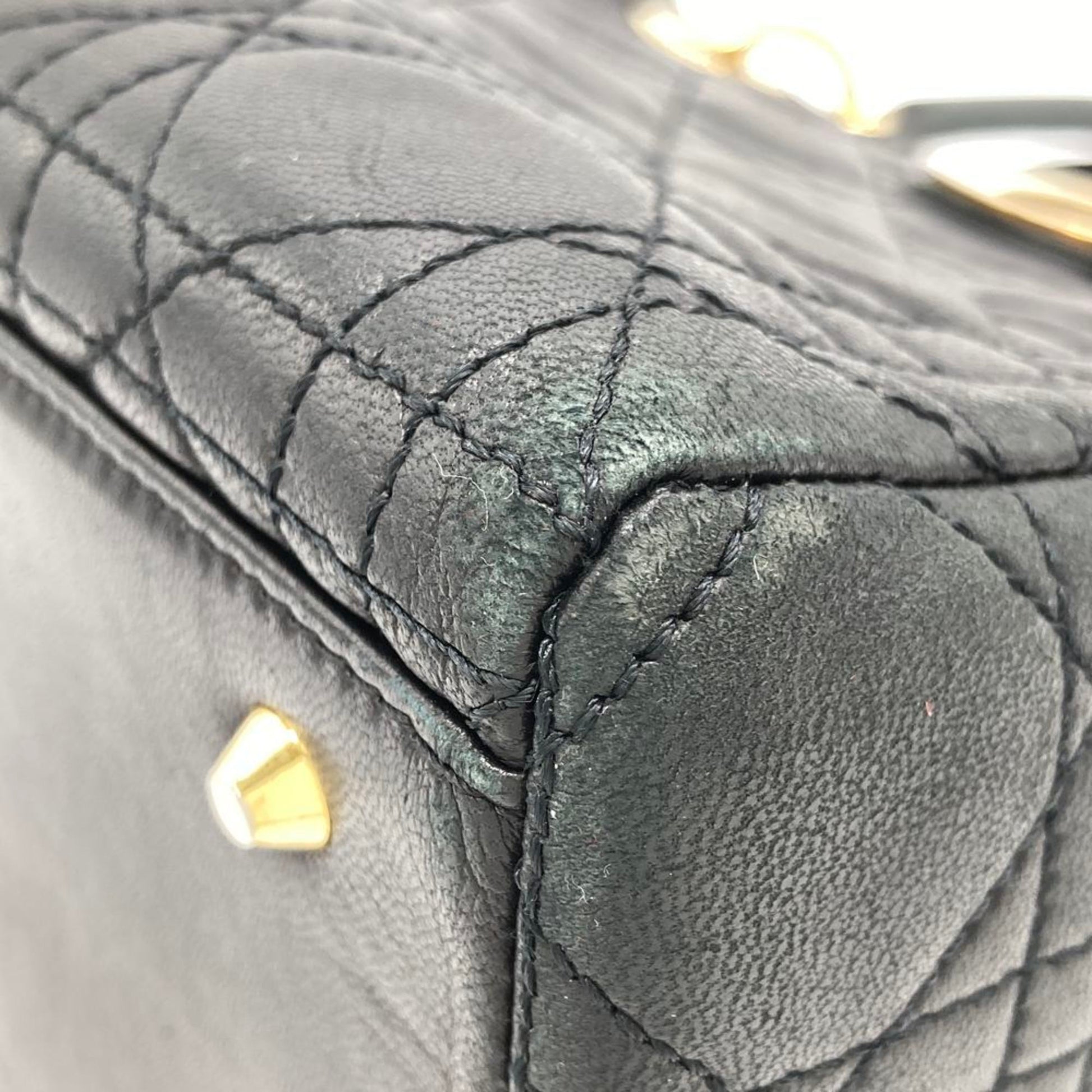 Dior Lady Dior, Black, Leather, handbag