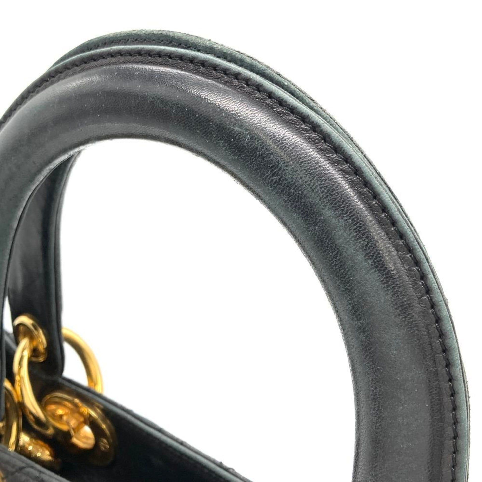 Dior Lady Dior, Black, Leather, handbag