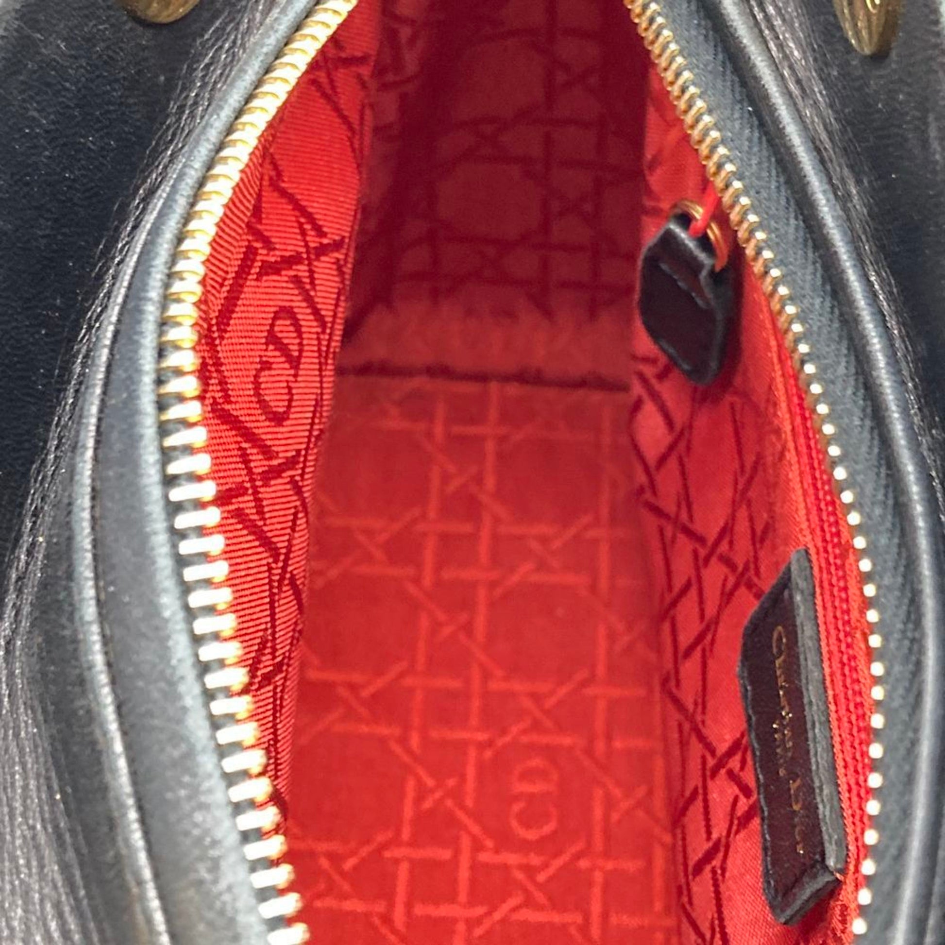 Dior Lady Dior, Black, Leather, handbag
