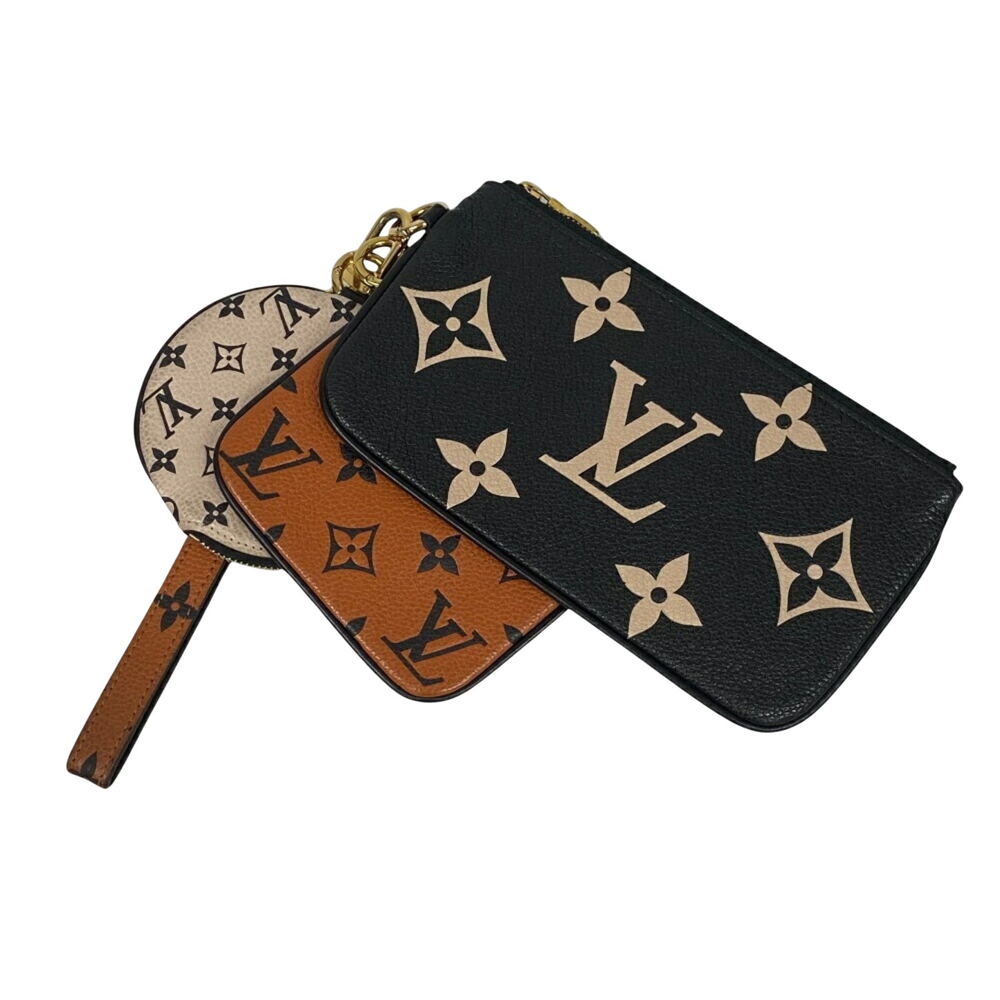 Louis Vuitton Trio, Black, Leather, clutch