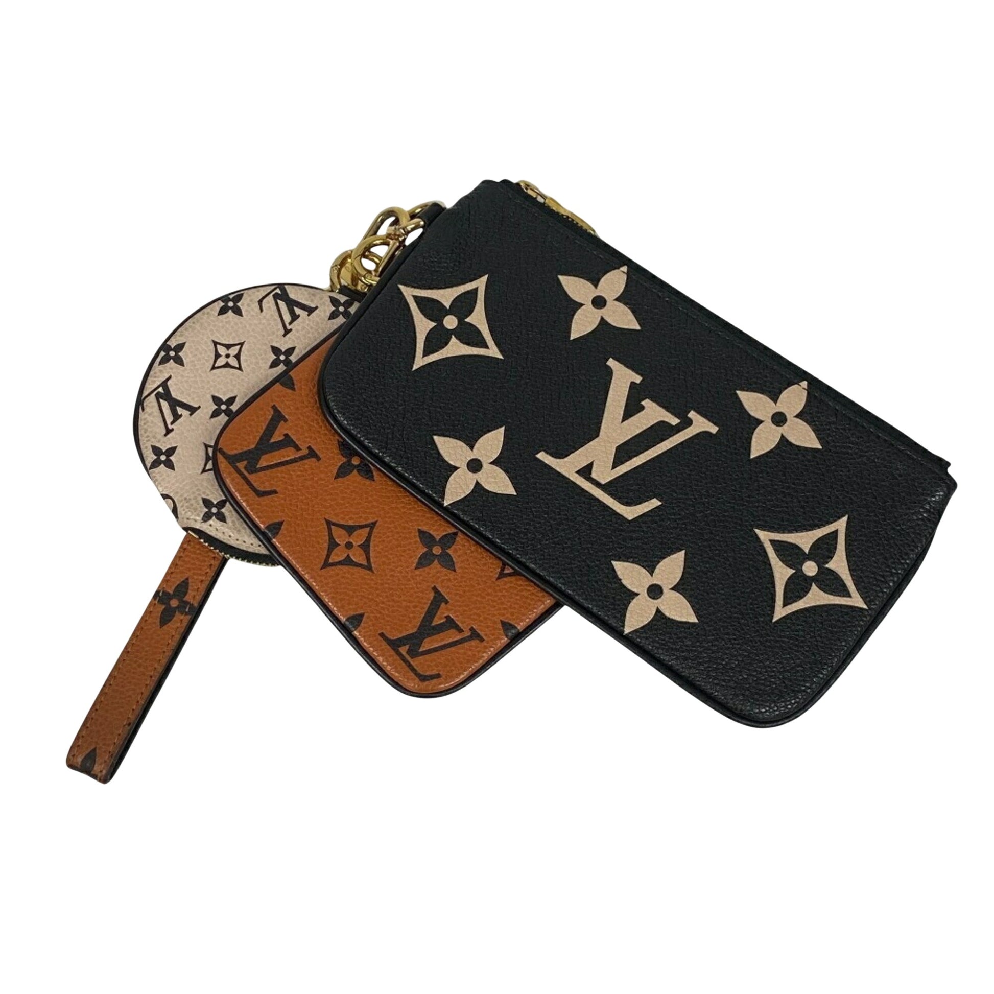 Louis Vuitton Trio, Black, Leather, clutch