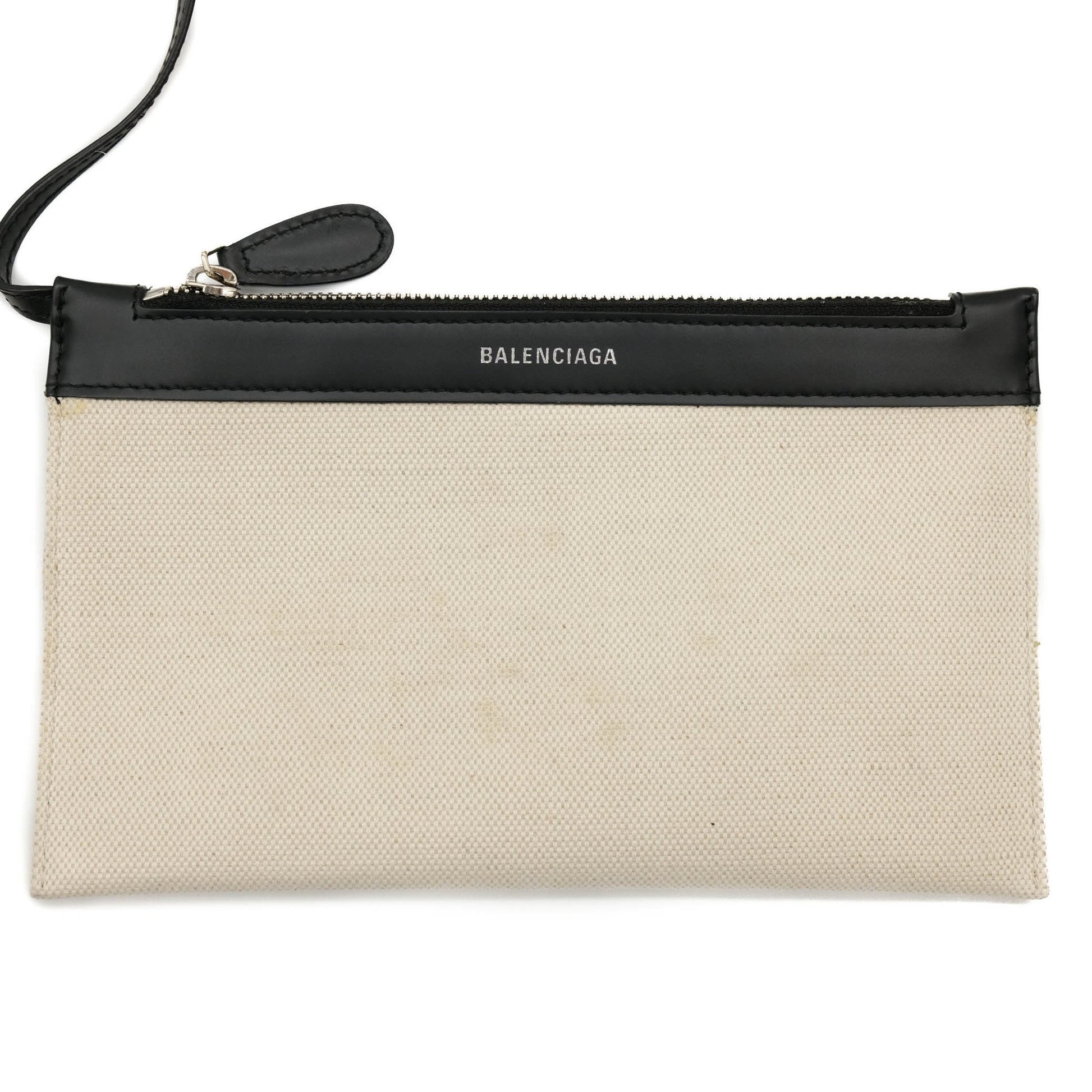 Balenciaga Navy Cabas, Beige, Canvas, handbag