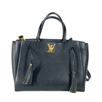 Louis Vuitton Lockmeto, Black, Leather, handbag