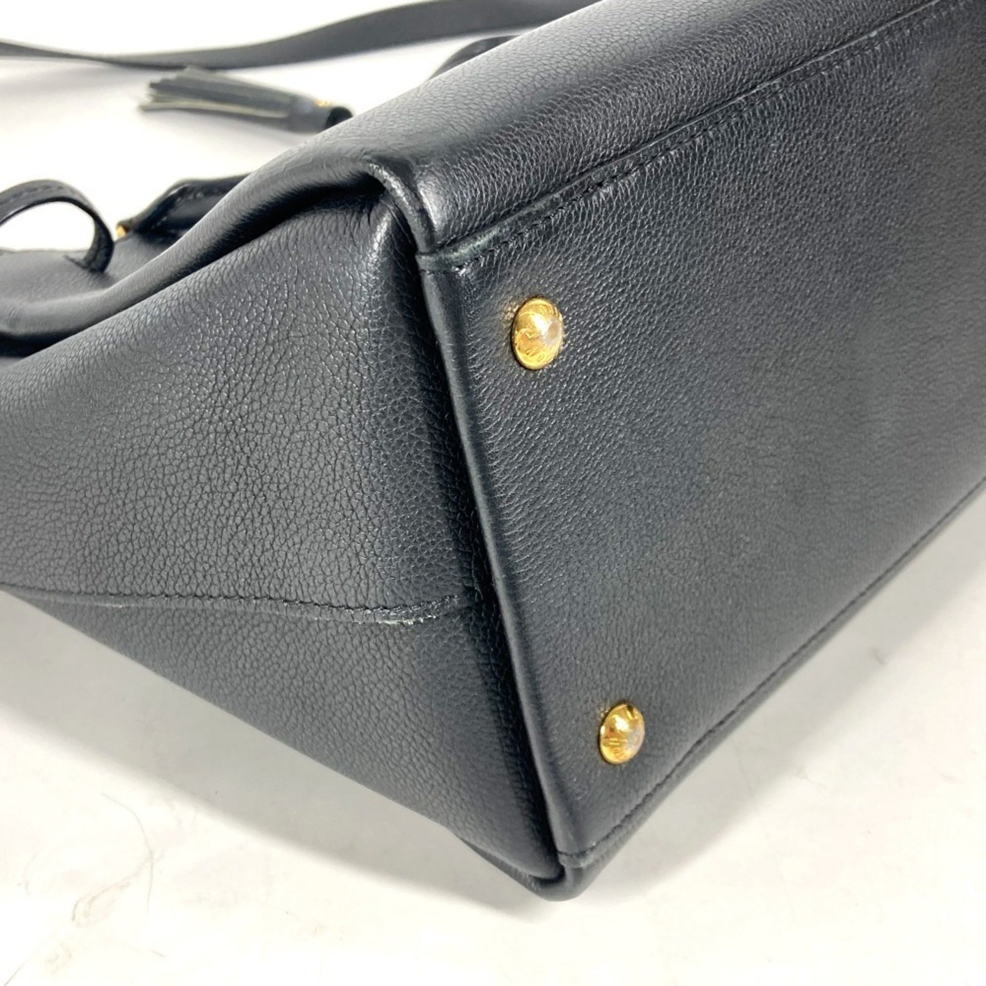 Louis Vuitton Lockmeto, Black, Leather, handbag