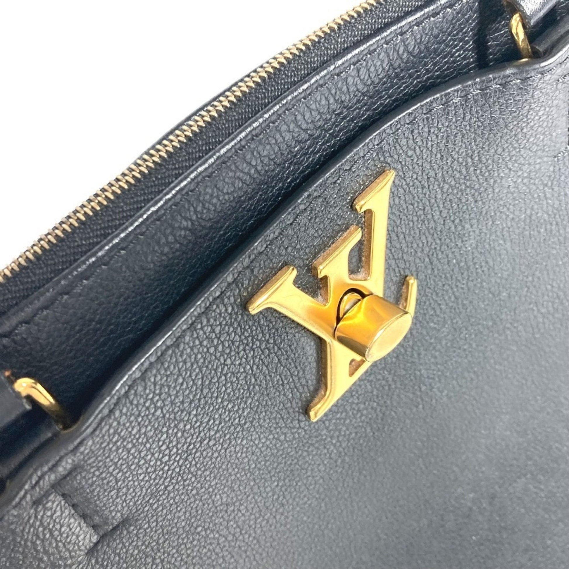 Louis Vuitton Lockmeto, Black, Leather, handbag