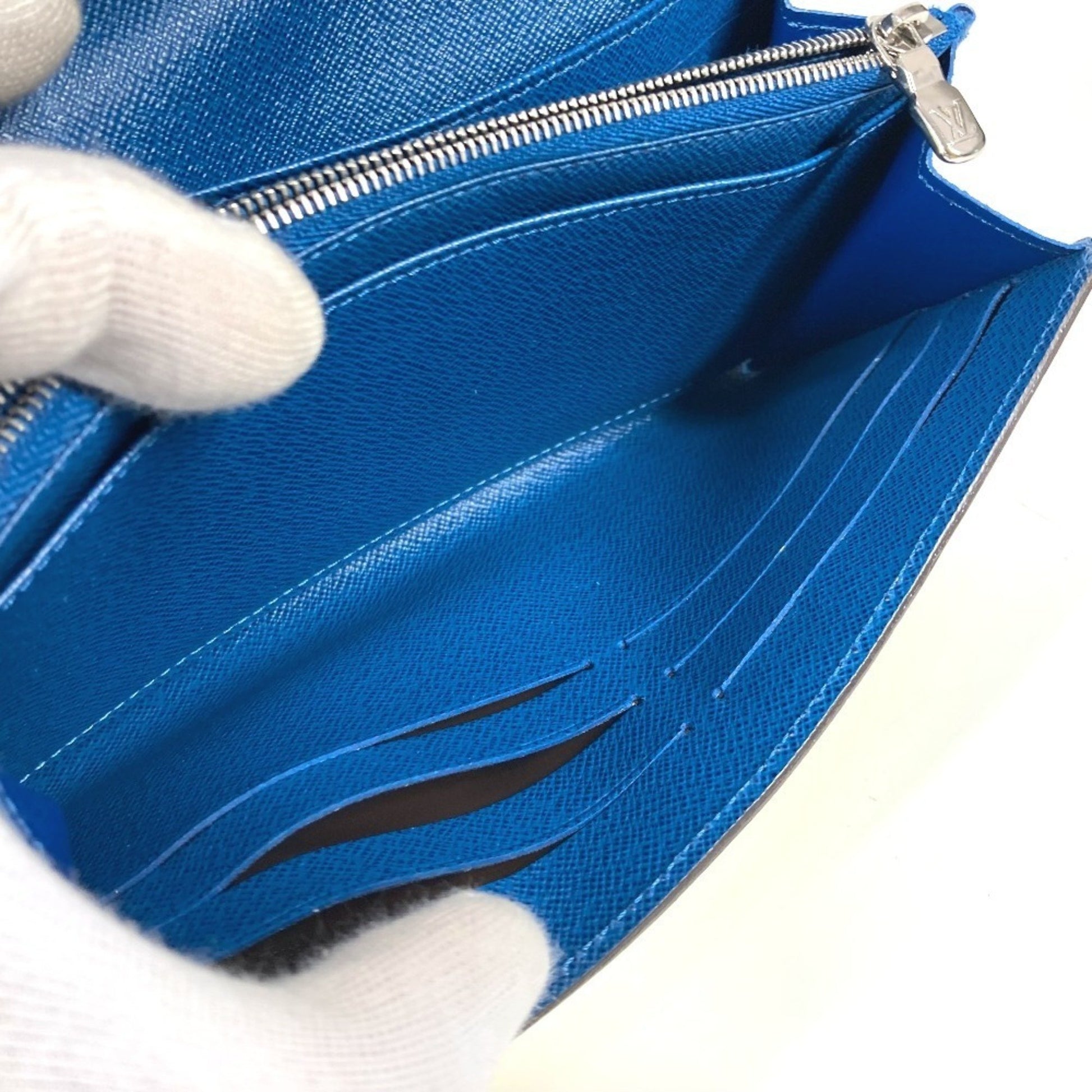 Louis Vuitton Portefeuille Sarah, Navy, Leather, wallet