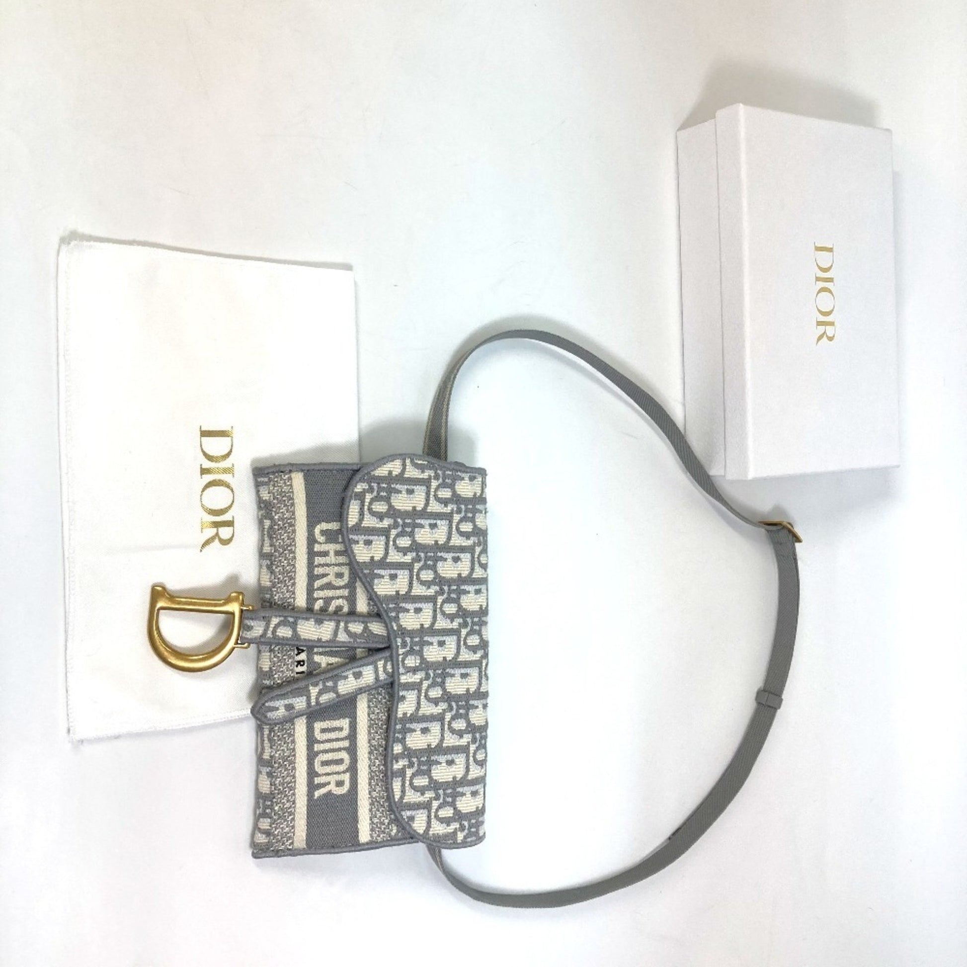 Dior Saddle Dior Oblique, Grey, Canvas, shoulder