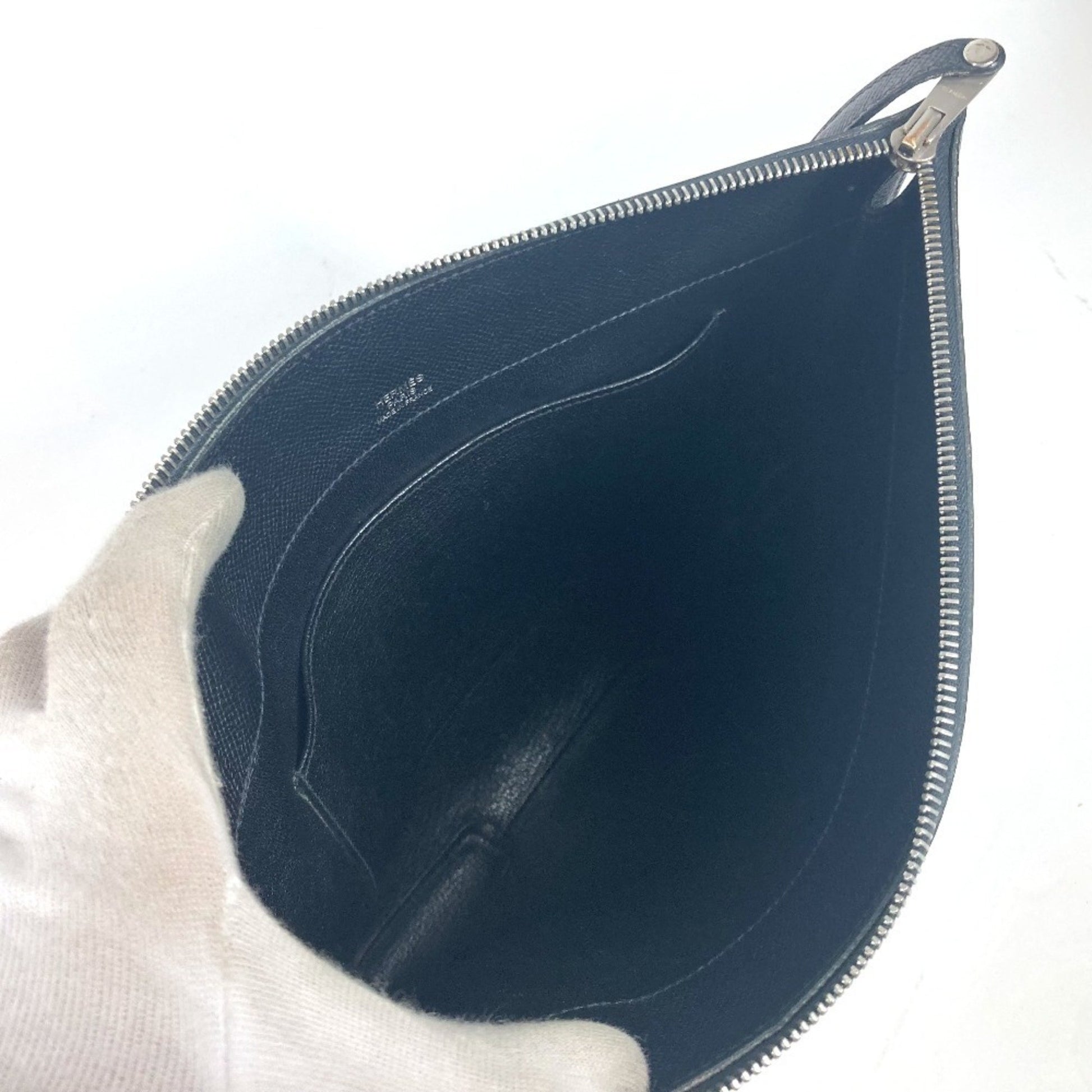 Hermès Cityhall, Black, Leather, clutch