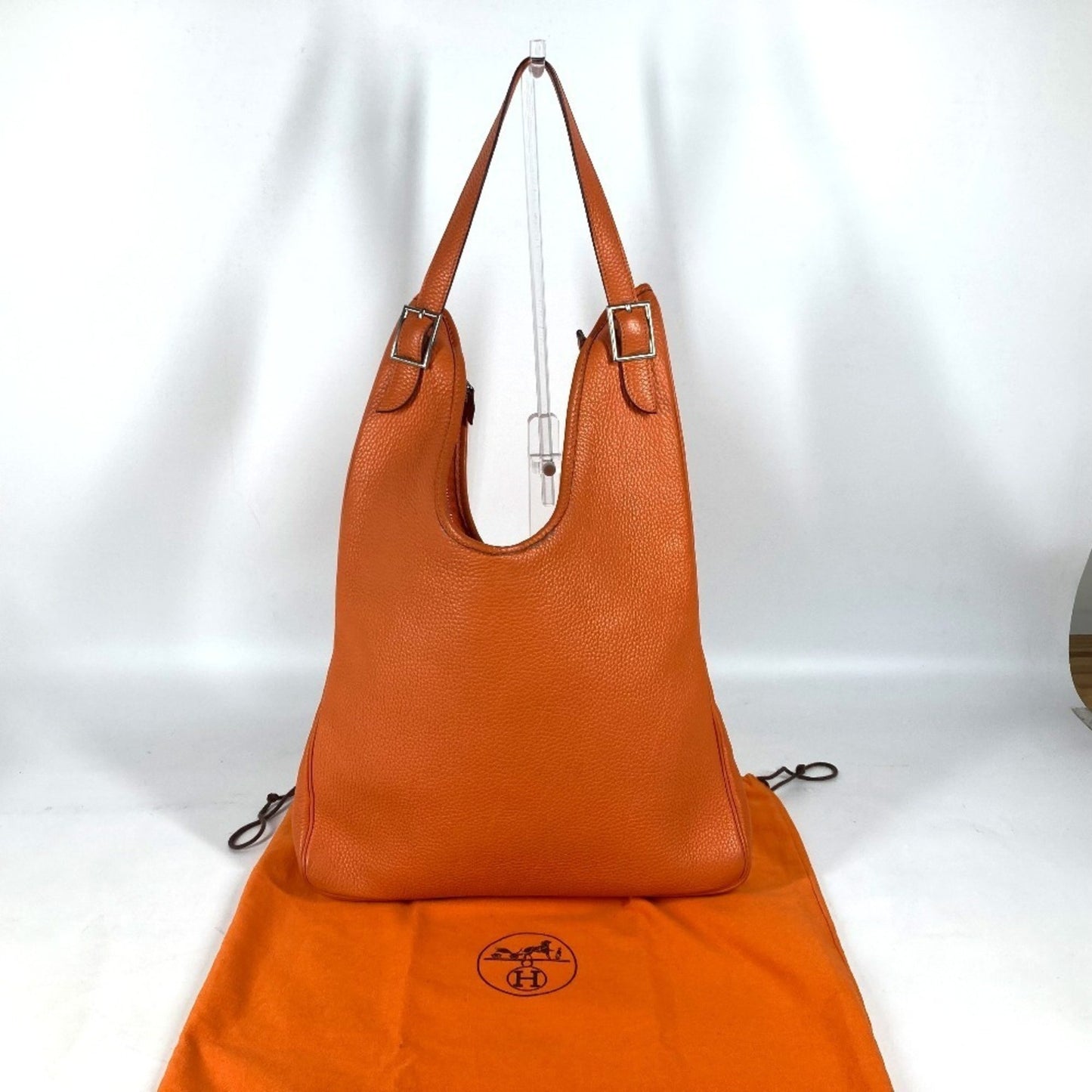 Hermès Massai, Orange, Leather, shoulder