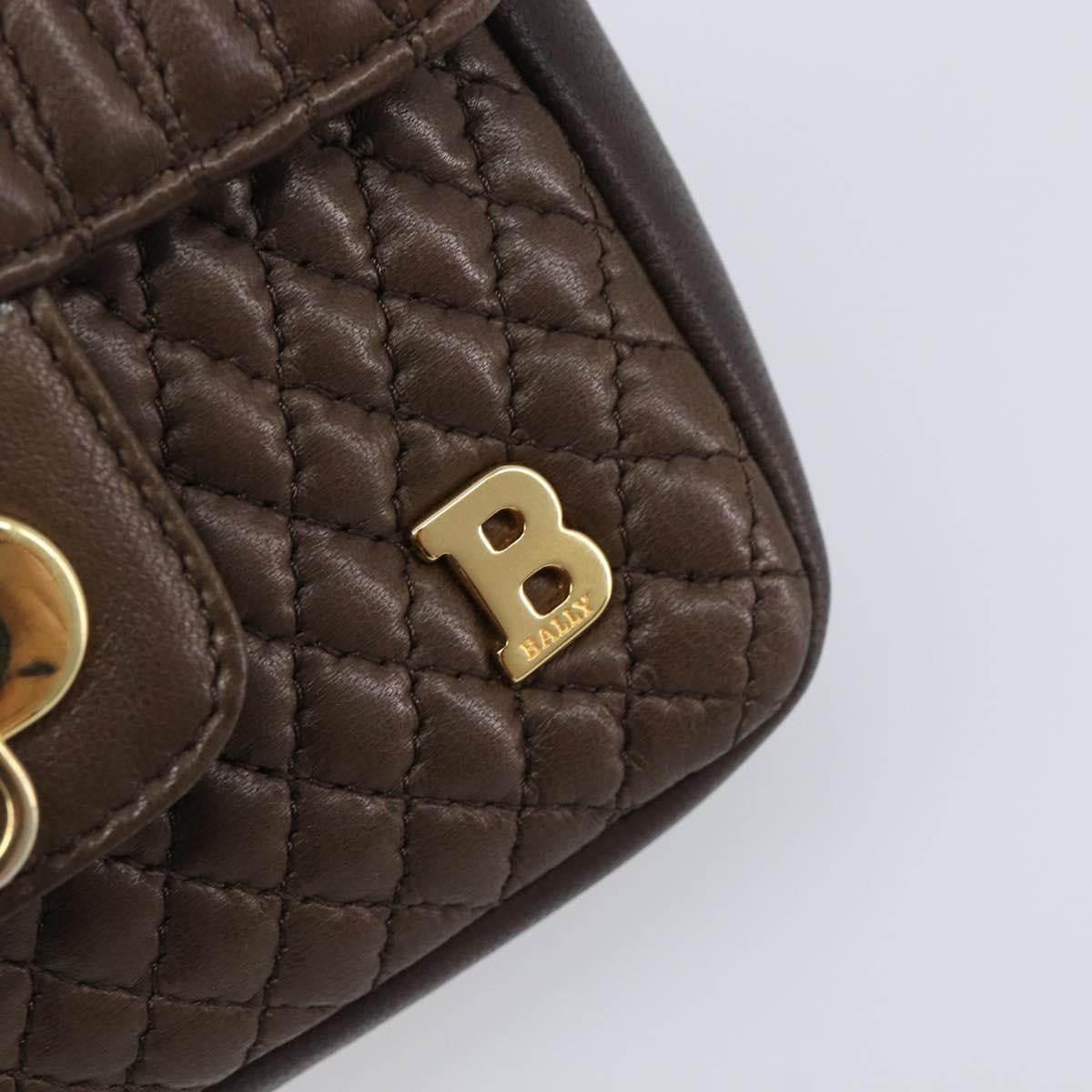 Bally Vintage Chain Quilted Leather, Brown, Leather, Shoulder Bag