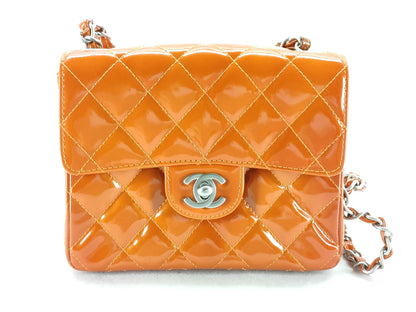 Chanel MINI FLAP BAG, Orange, Leather, shoulder