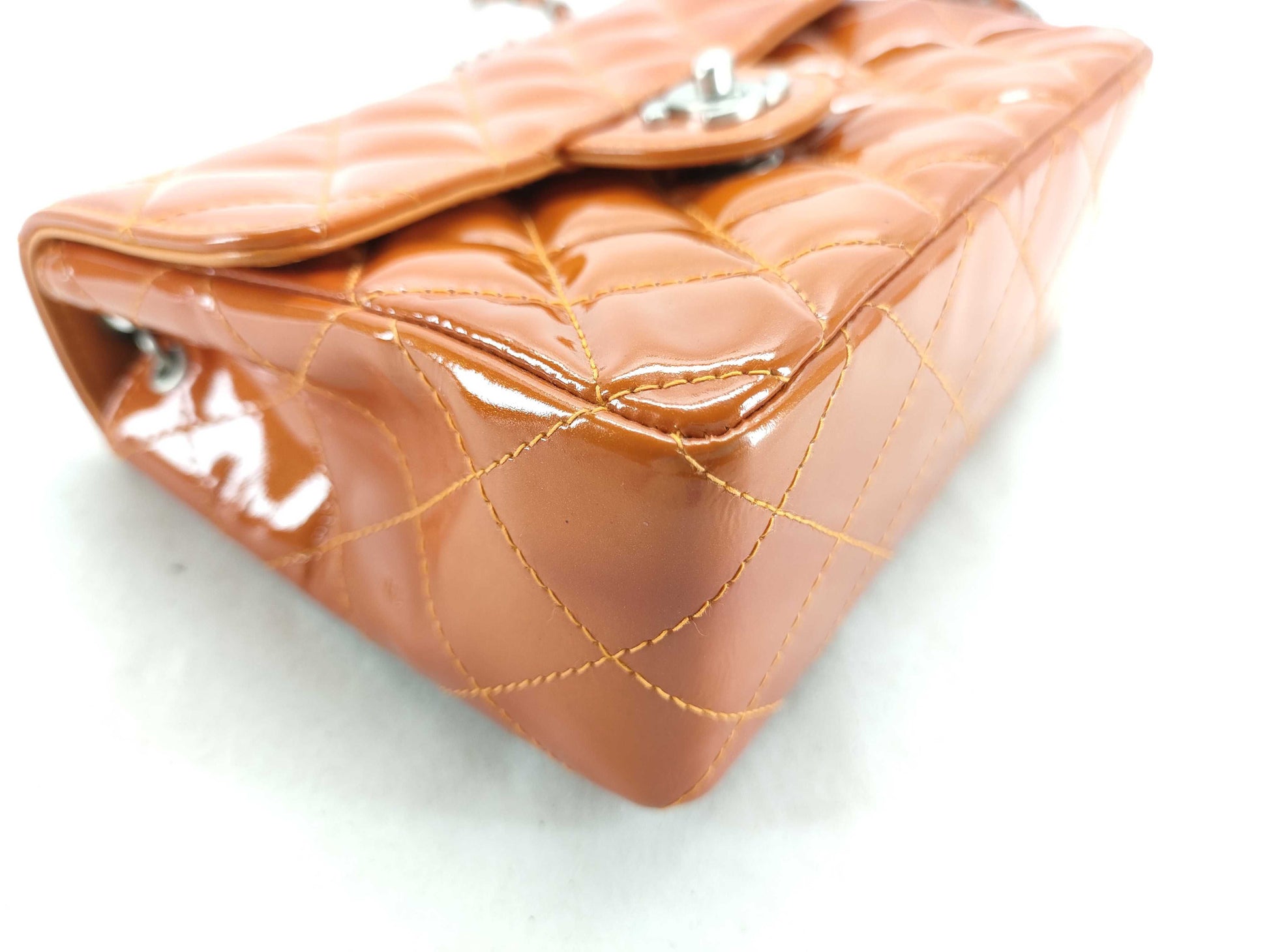 Chanel MINI FLAP BAG, Orange, Leather, shoulder